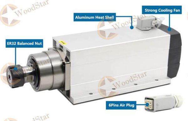 9.0kw ER32 600Hz Air Cooled Spindle Motor