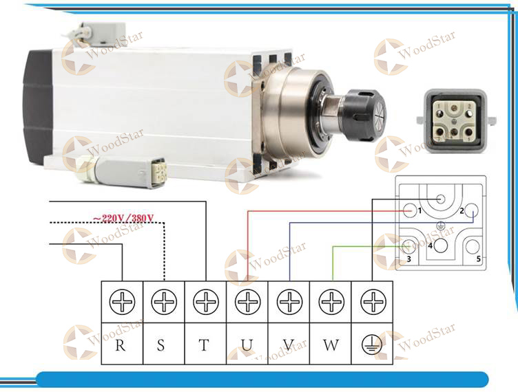 6.0kw ER32 300Hz Air Cooled Spindle Motor